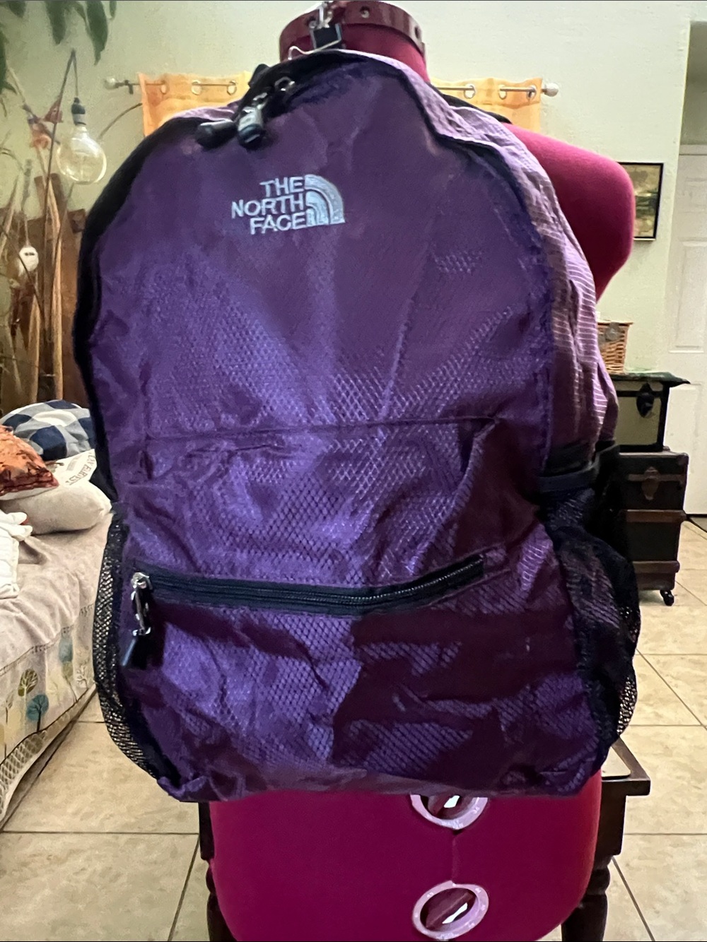 The North Face Purple Daypack Packable Backpack lightweight with Mesh Side Pocke - Picture 2 of 9